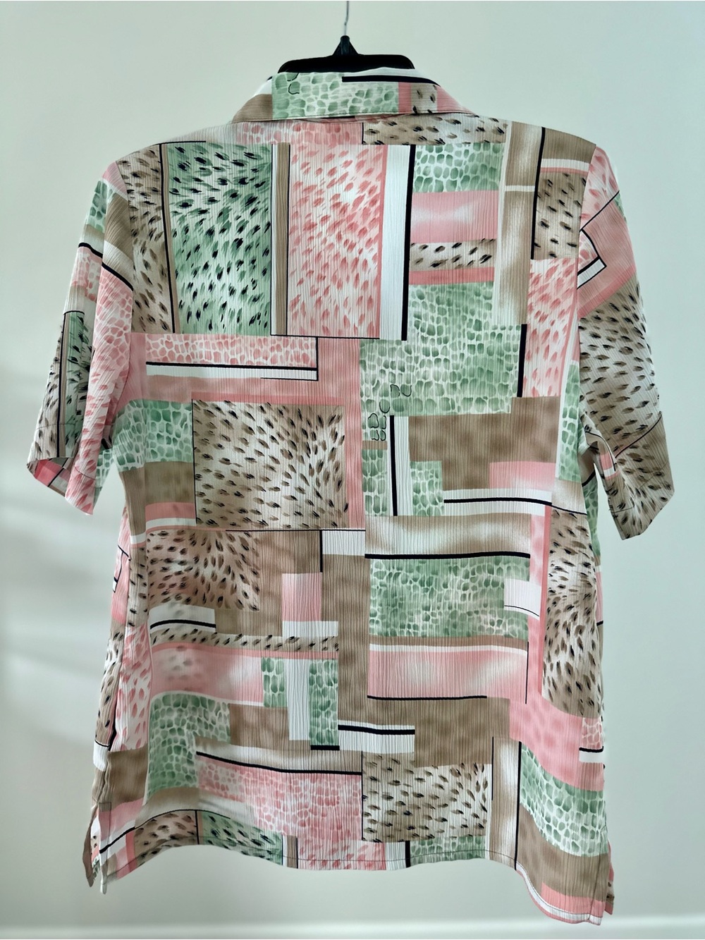 Rare 1980s Alison Daley Pink & Green Vintage Short-Sleeve Button Shirt - Picture 7 of 9